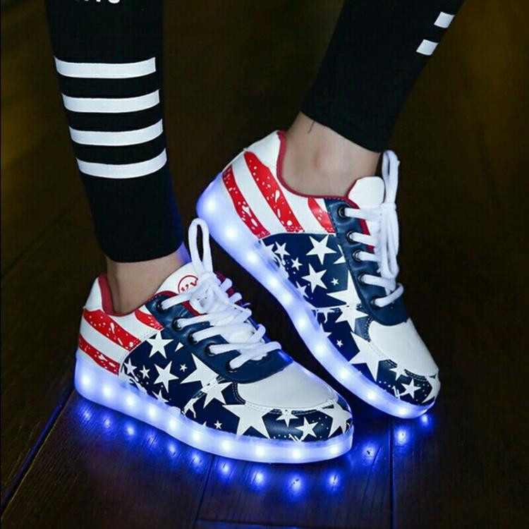 new2016 Unisex 7 color LED Light Lace Up Luminous Sneaker Shoes USB rechargeable