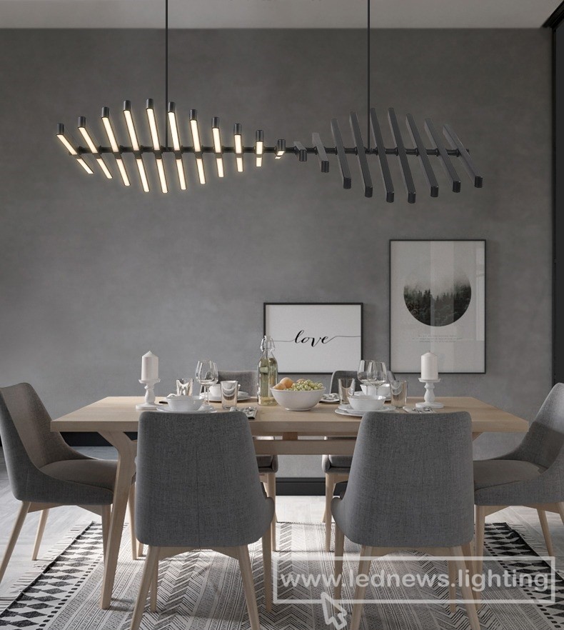 300.00 - $1,265.00 Modern LED avize aydınlatma İskandinav siyah/beyaz ofis kolye lambaları oturma odası ev asılı işıklar yemek odası Bar fikstür