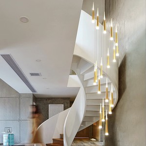 $265.00 - 1,000.00 Nordic living room LED chandeliers modern gold / black / white chandelier lighting duplex villa stairs adjustable hanging lamp