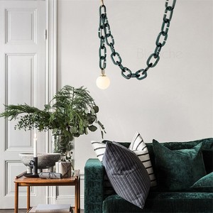 $584.83 Modern Glass Pendant Lamp Green Glass Art Chain Hanging Lamps Led Loft Fixutres for Home Living Room Bedroom Restaurant Lights