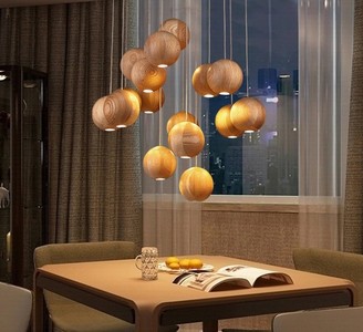 $17.13 - 619.40 modern Solid wood pendant light Nordic living room hanging lights pendant lamp Restaurant Home Decor luminaire light fixtures