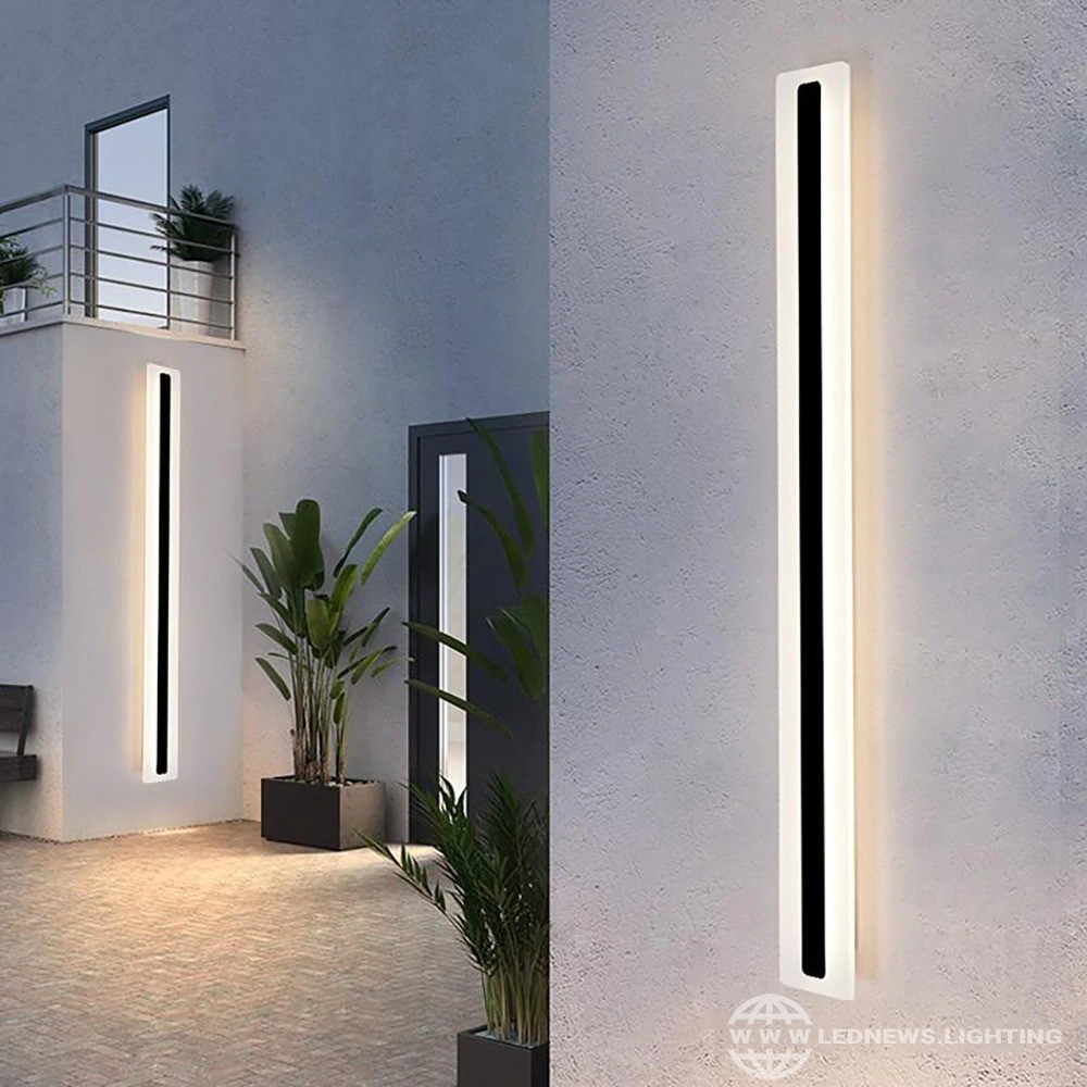 $46.97 - 562.20 Minimalist Modern LED Black Long Waterproof Wall Lamp for Living Room Corridor Loft Bathroom Indoor Outdoor Wall Decor Lighting