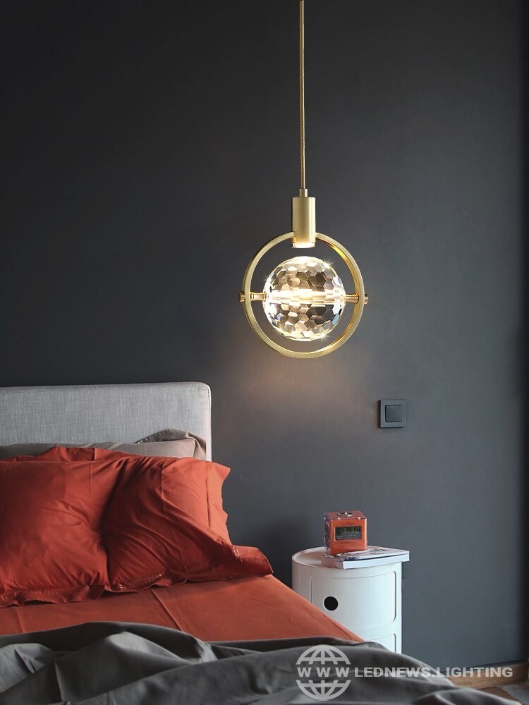$75.00 - 80.00 Light luxury bedroom bedside crystal small pendant light restaurant bar personality lamp