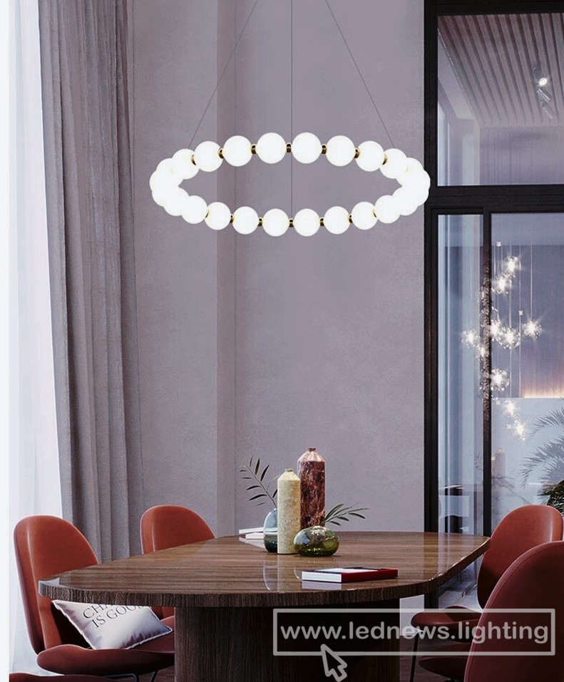 $212.56 - 1,162.58 Italian Nordic White Ball Necklace Chandelier Living Room Postmodern Minimalist Coffee House Designer Ring Light