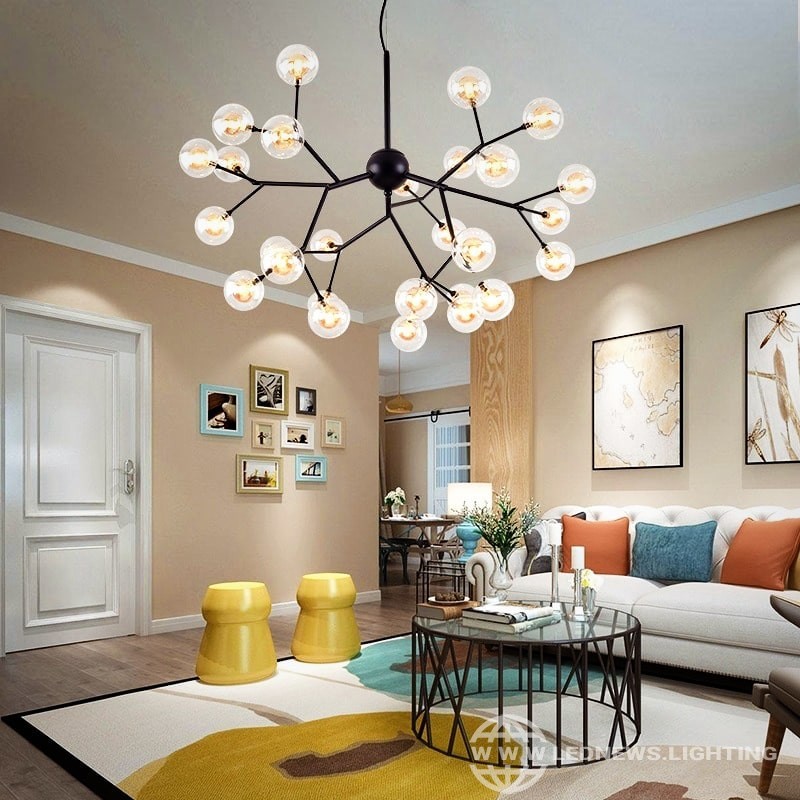 $69.34 - 265.27 Gold Chandelier For Dining room Kitchen staircase stair luxury chandelier Heracleum Firefly Glass round Ball chandelier Lighting