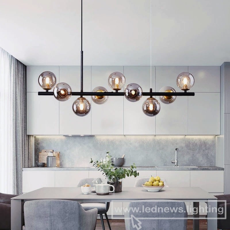 $265.44 - 368.28 Modern LED Chandeliers Magic Bean Gray Glass Ball Minimalist Hanging Lamps for Living Dining Room Suspension Lightings Bedroom