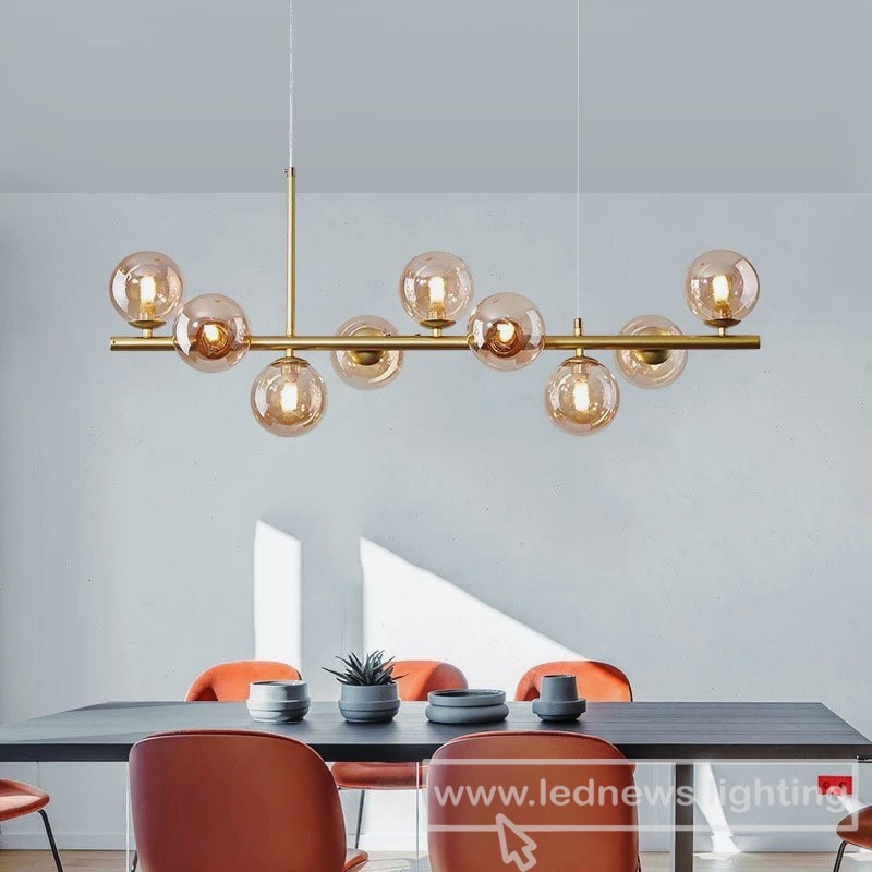 $265.44 - 368.28 Modern LED Chandeliers Magic Bean Gray Glass Ball Minimalist Hanging Lamps for Living Dining Room Suspension Lightings Bedroom