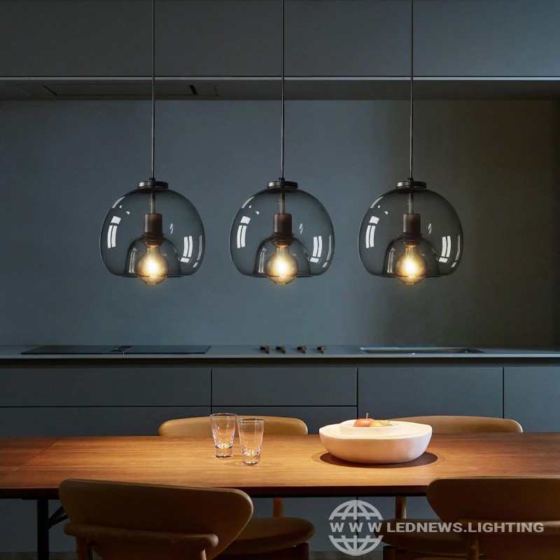 $83.57 - 200.00 American Vintage Smoke Gray Glass Pendant Lights 1/2/3 Light Combine Living Room Nordic Led Loft Industrial Hanging Lamp Fixture