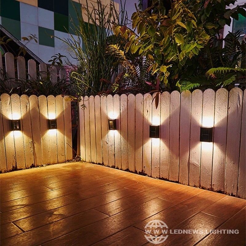 $8.30 - 71.63 LED Solar Wall Lamp Outdoor Waterproof Up and Down Luminous Lighting Garden Decoration Solar Lights Stairs Fence Sunlight Lamp