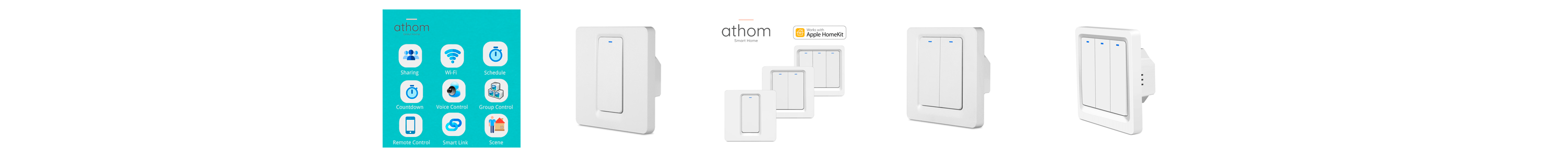 ATHOM Homekit EU WiFi Smart Switch Press Key 1/2/3 gang Siri Voice Control Neutral Needed